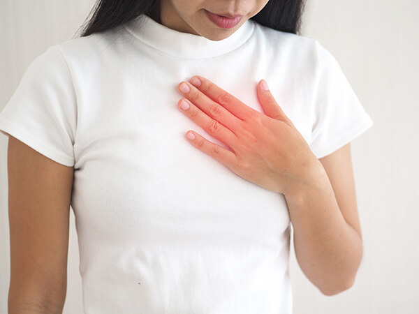 Woman with chest pain